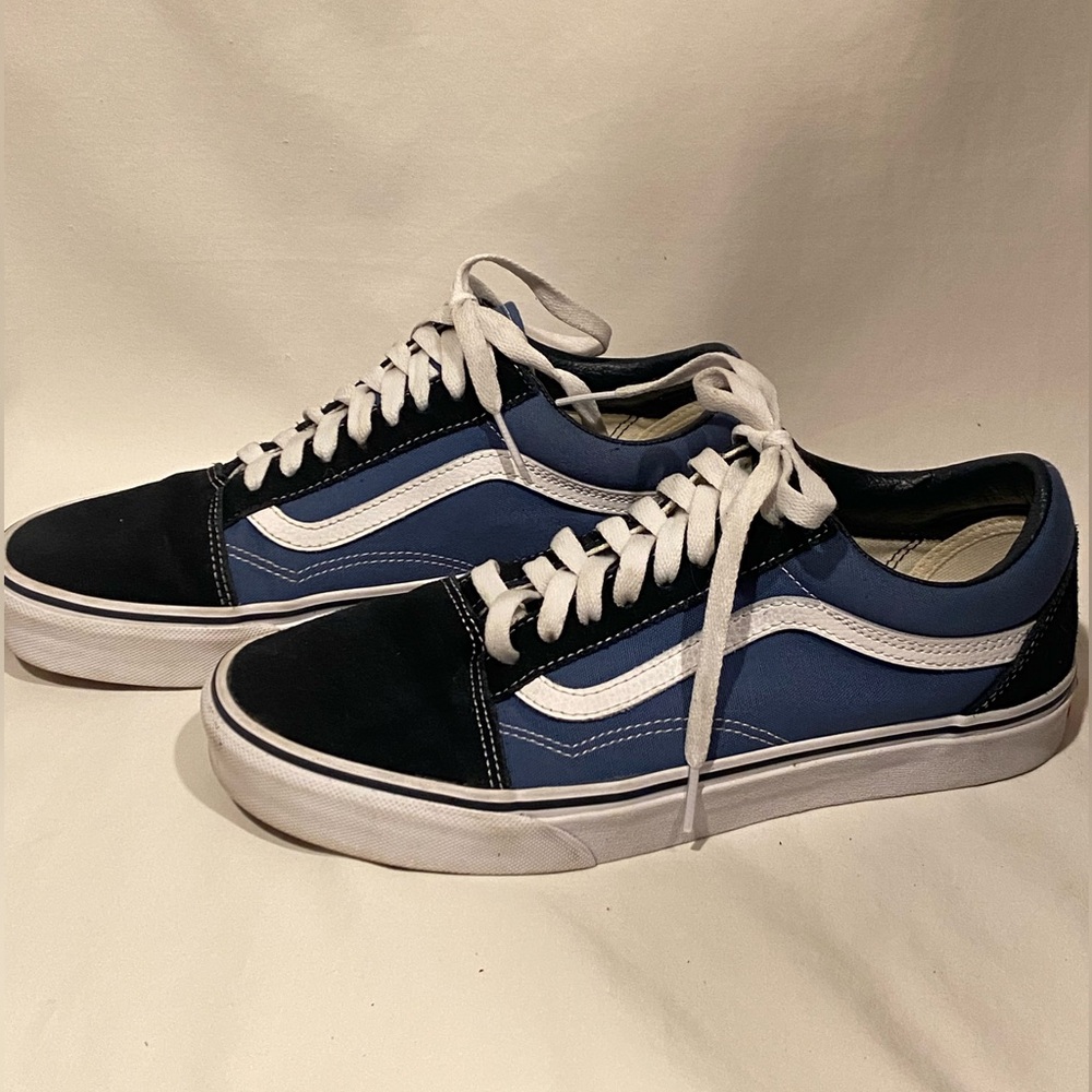 💙 Vans Old Skool Navy/White Low Sneakers – Suede & Canvas, Men’s Size 9 - Picture 5 of 11
